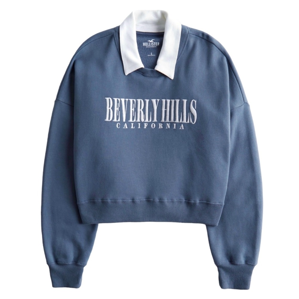 Hollister Beverly Hills Collared Super Soft Cropped Sweatshirt M